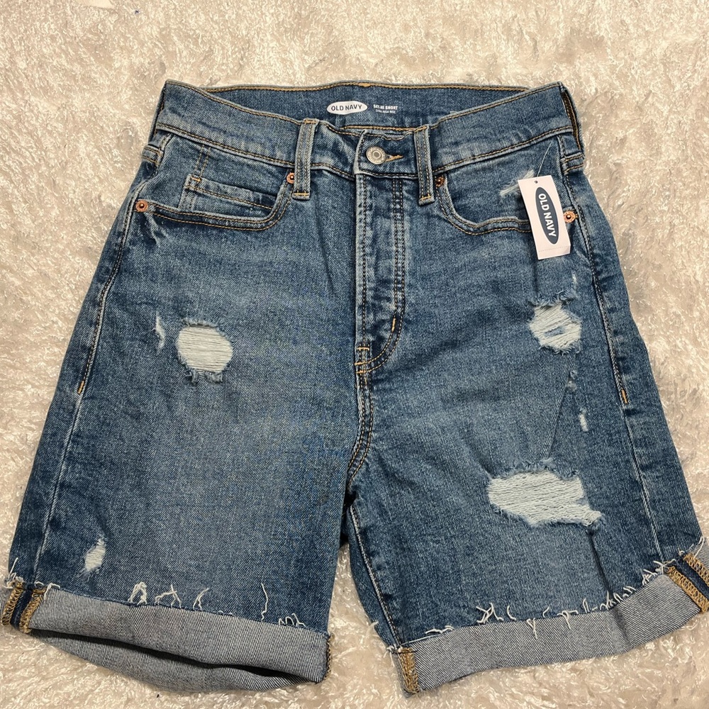 Old Navy distressed junior high rise denim shorts